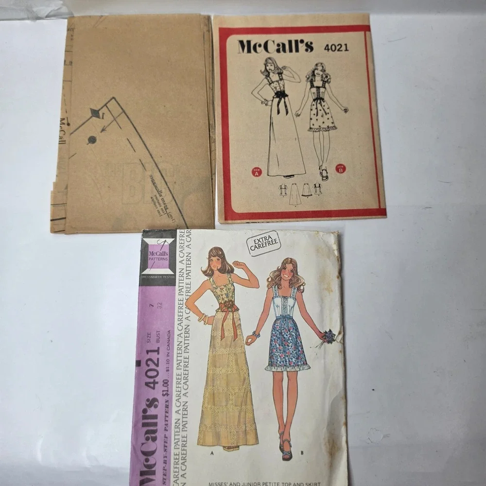 VTG 1970s McCalls 4021 Prairie Boho Top Maxi Skirt Sewing Pattern Size 7